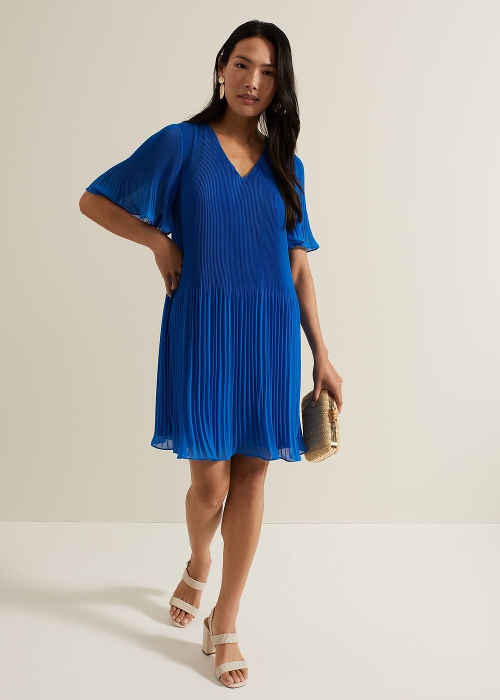 Annabel Pleated Dress - Blue