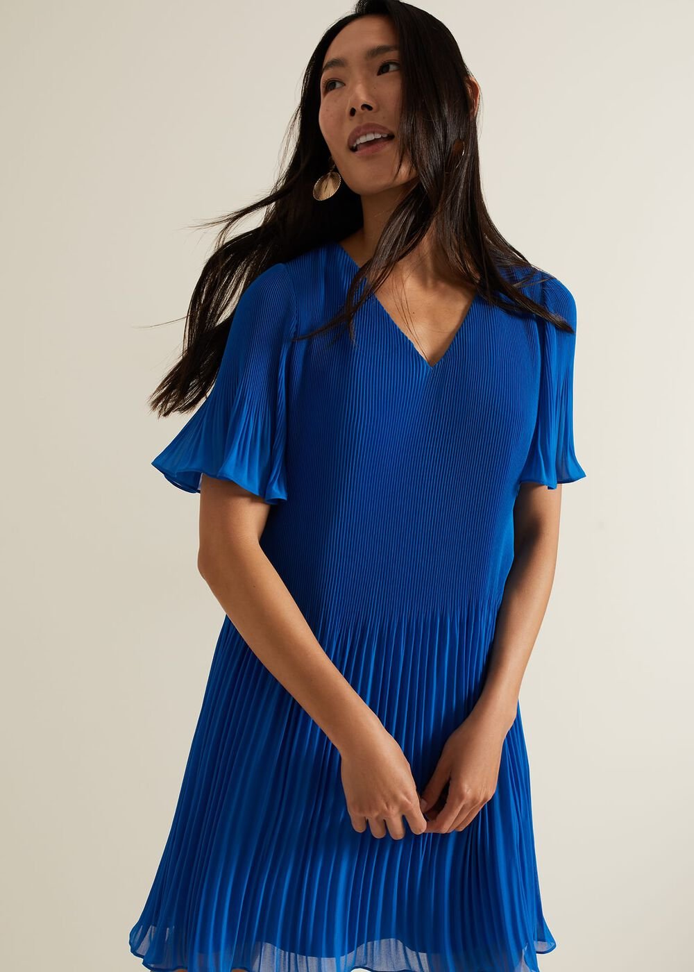 Annabel Pleated Dress - Blue