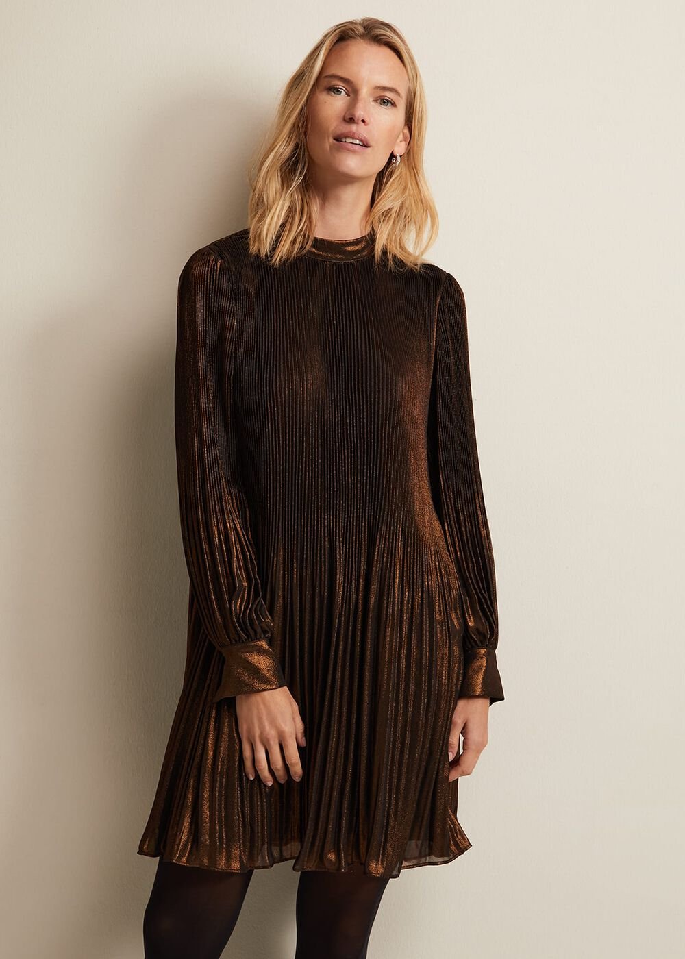 Annabel Foil Dress - Gold