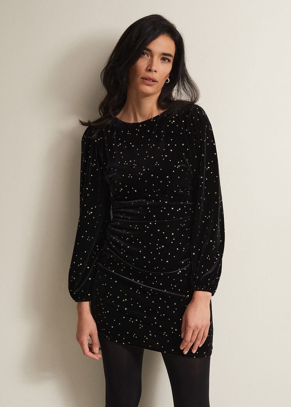 Adele Velvet Mini Dress - Black