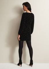 Adele Velvet Mini Dress - Black