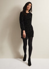 Adele Velvet Mini Dress - Black