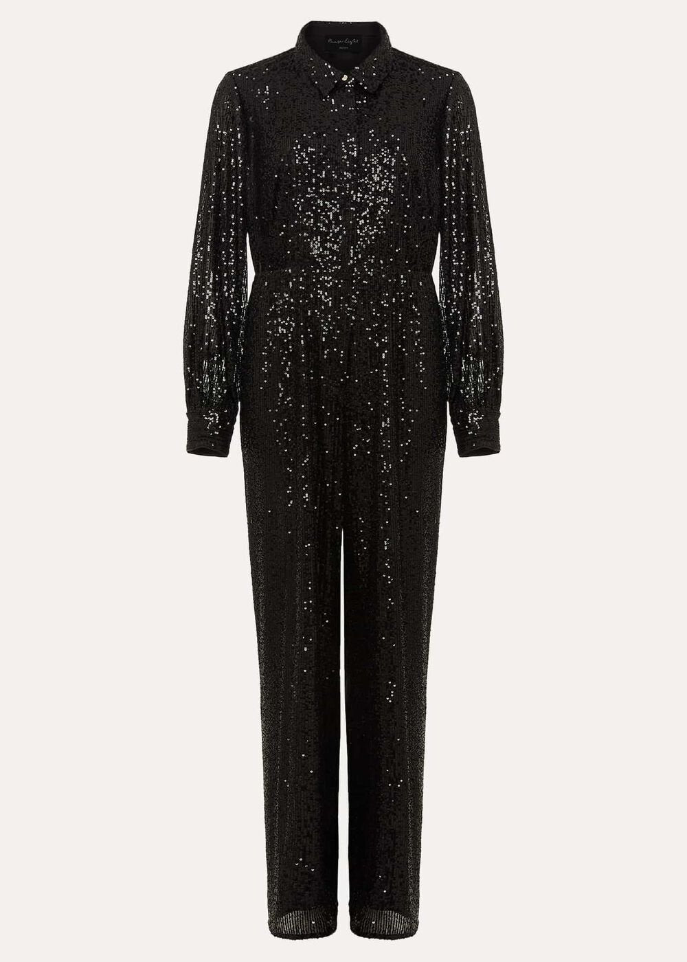 Petite Alessandra Black Sequin Jumpsuit - Black