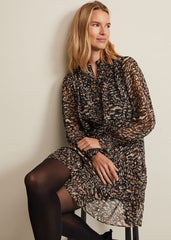 Shreya Leopard Swing Mini Dress - Neutral