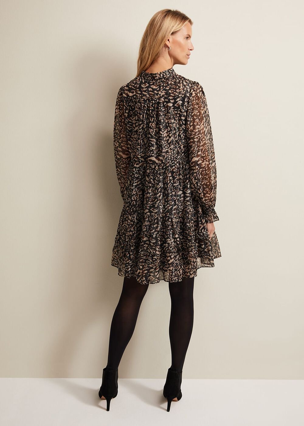 Shreya Leopard Swing Mini Dress - Neutral