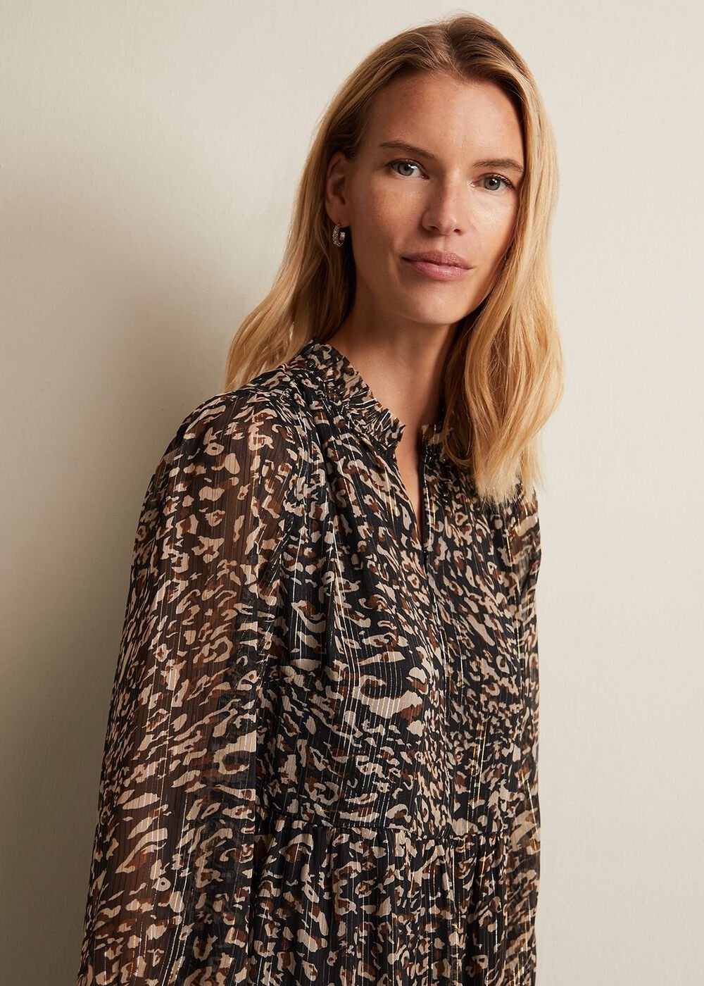Shreya Leopard Swing Mini Dress - Neutral