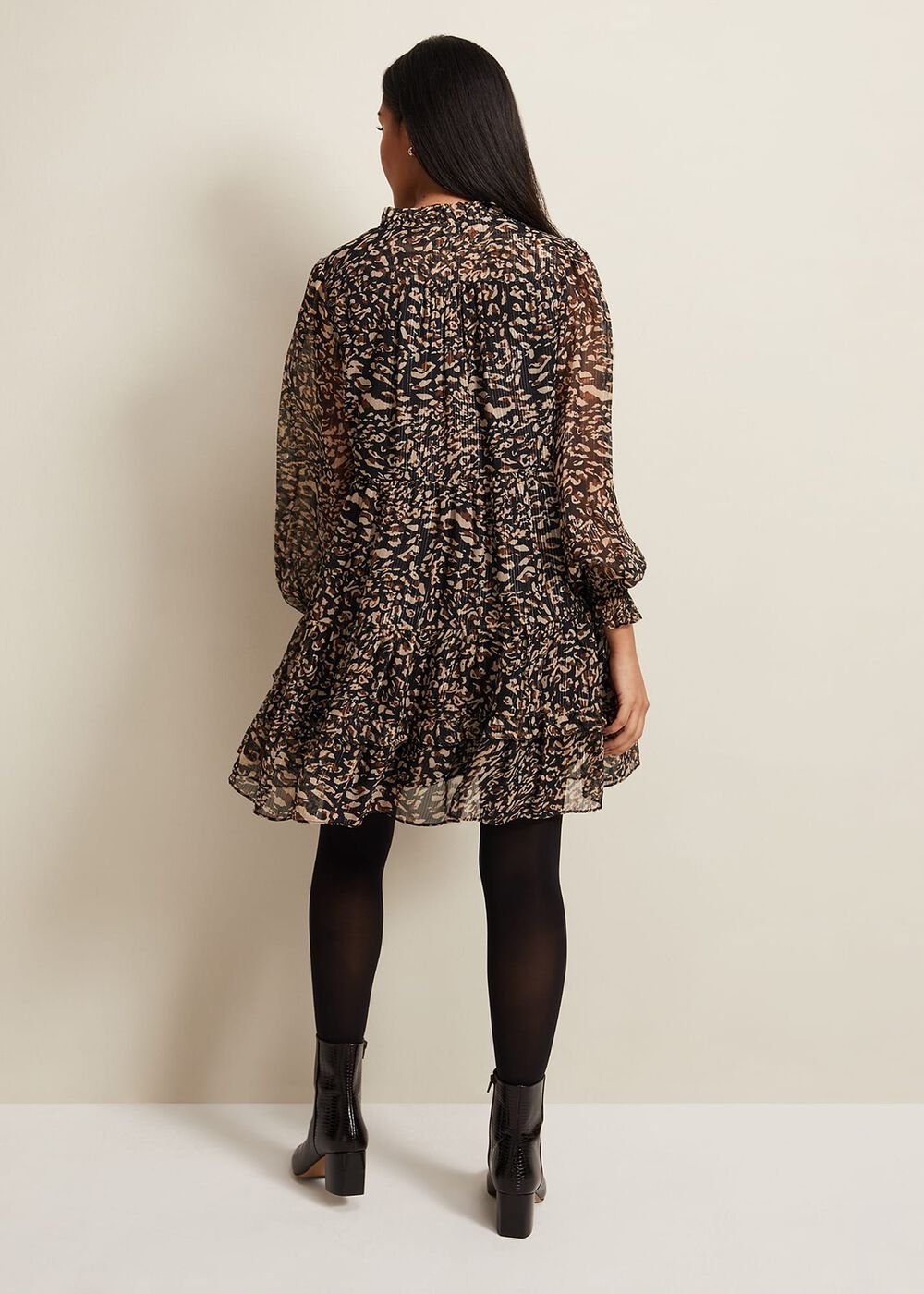 Petite Shreya Leopard Swing Dress - Neutral