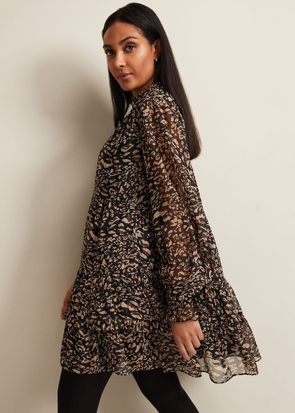 Petite Shreya Leopard Swing Dress - Neutral