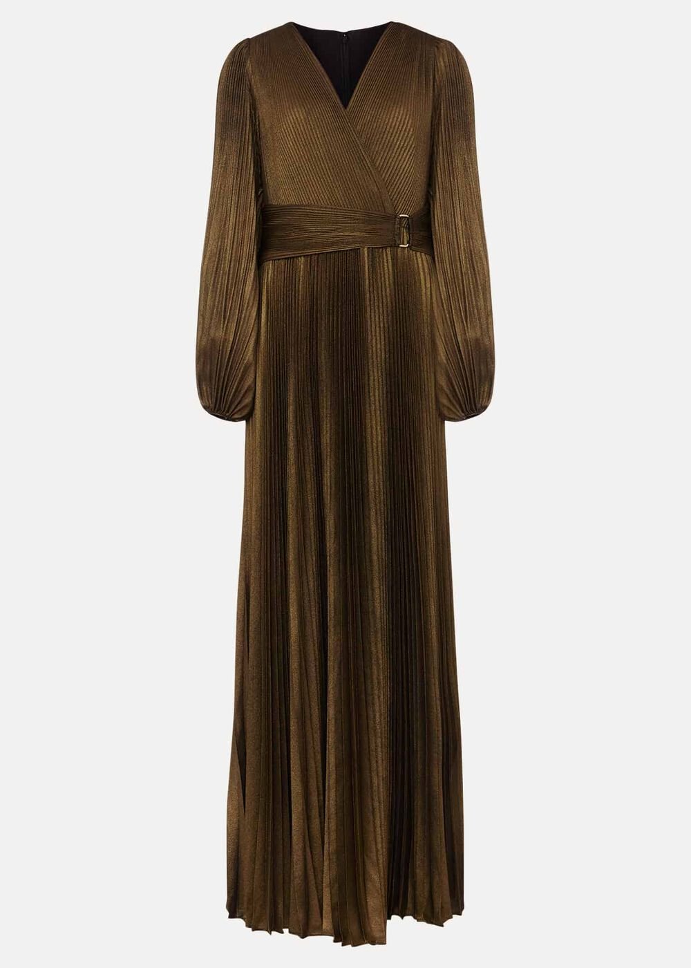 Adrianna Foil Pleated Maxi Dress - Metallic