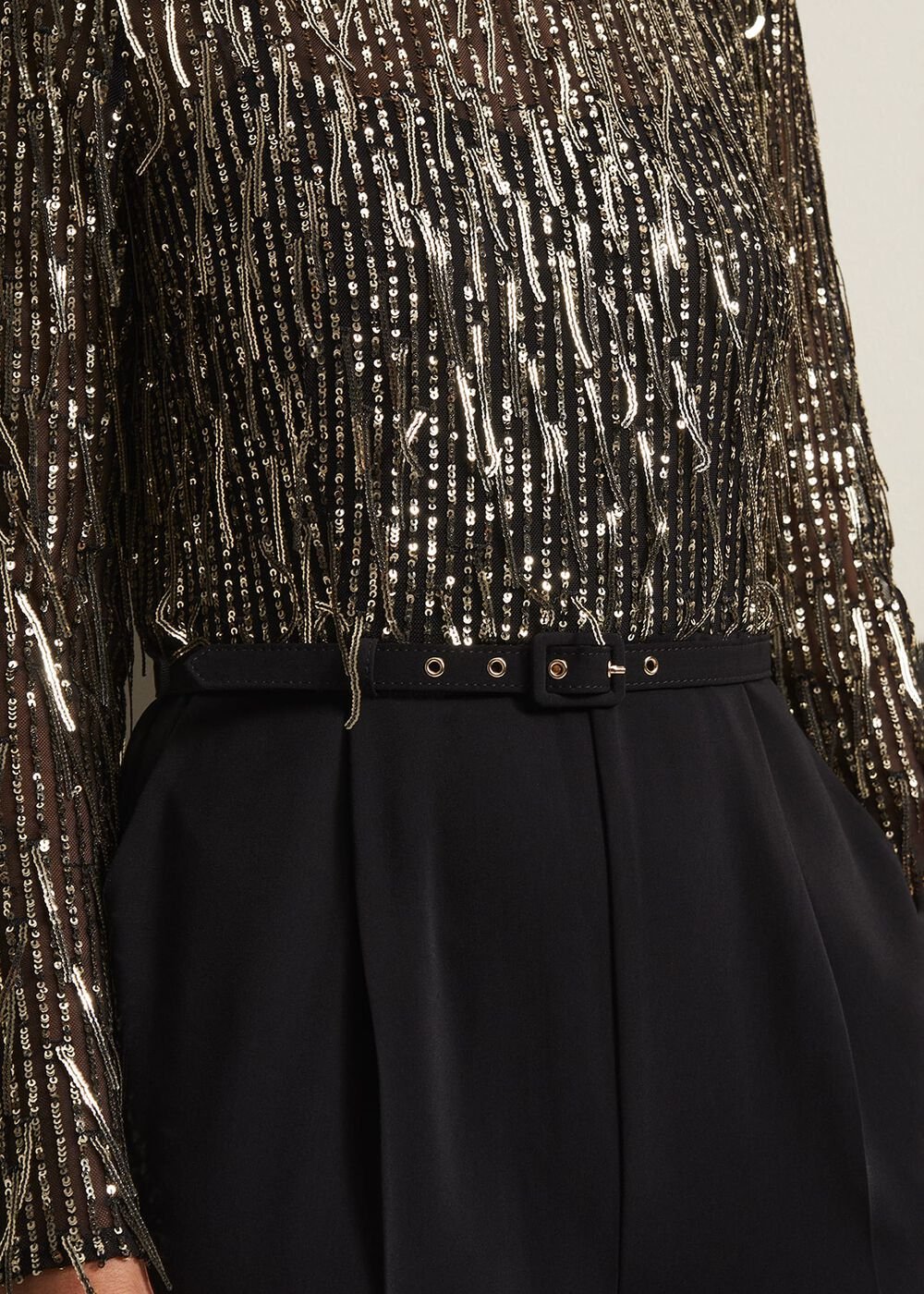 Mariah Sequin Fringe Wide Leg Jumpsuit - Black