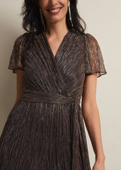 Stella Bronze Plisse Wide Leg Jumpsuit - Metallic