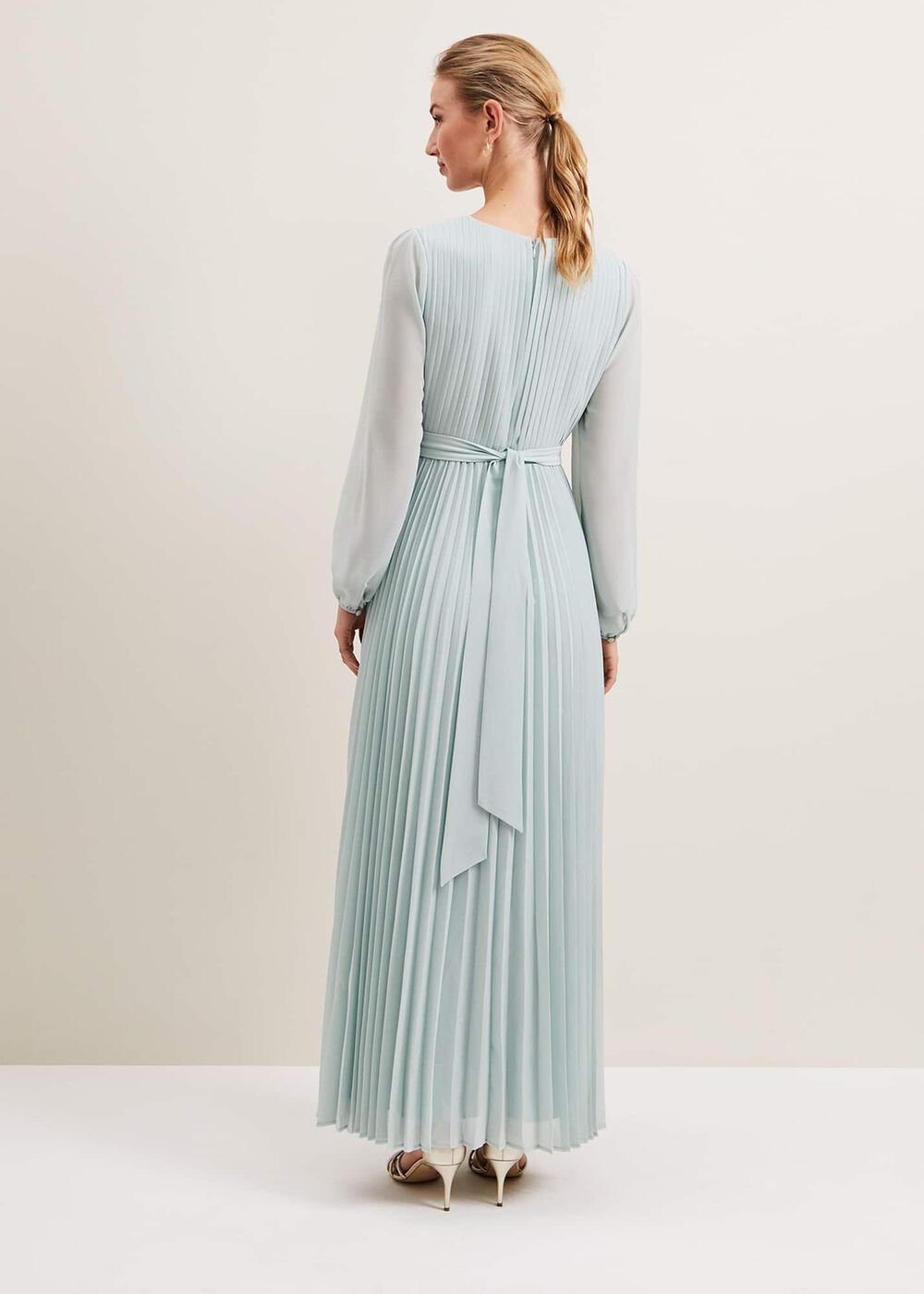 Alecia Pleat Maxi Dress - Pale Blue
