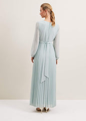 Alecia Pleat Maxi Dress - Pale Blue