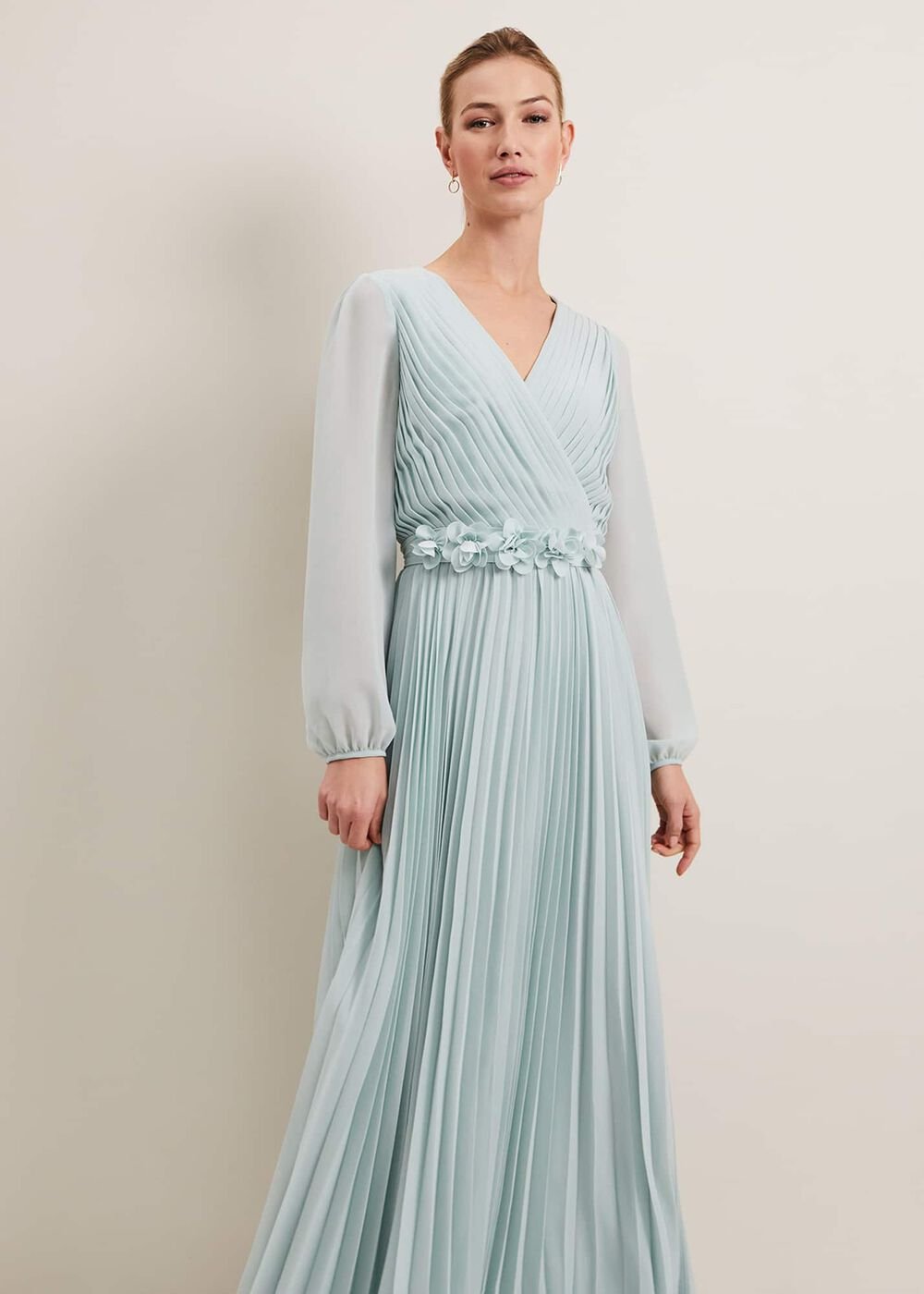 Alecia Pleat Maxi Dress - Pale Blue