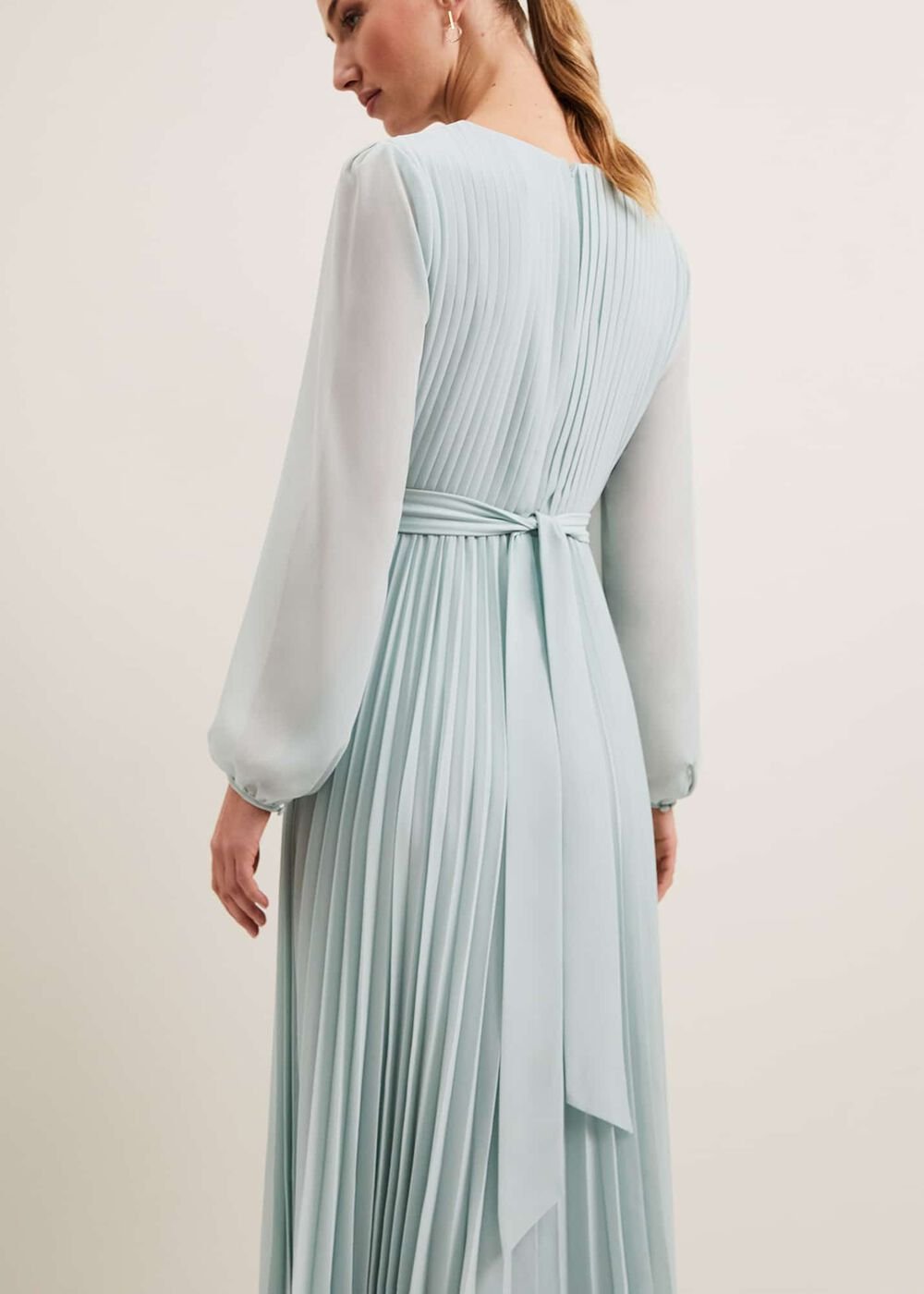 Alecia Pleat Maxi Dress - Pale Blue