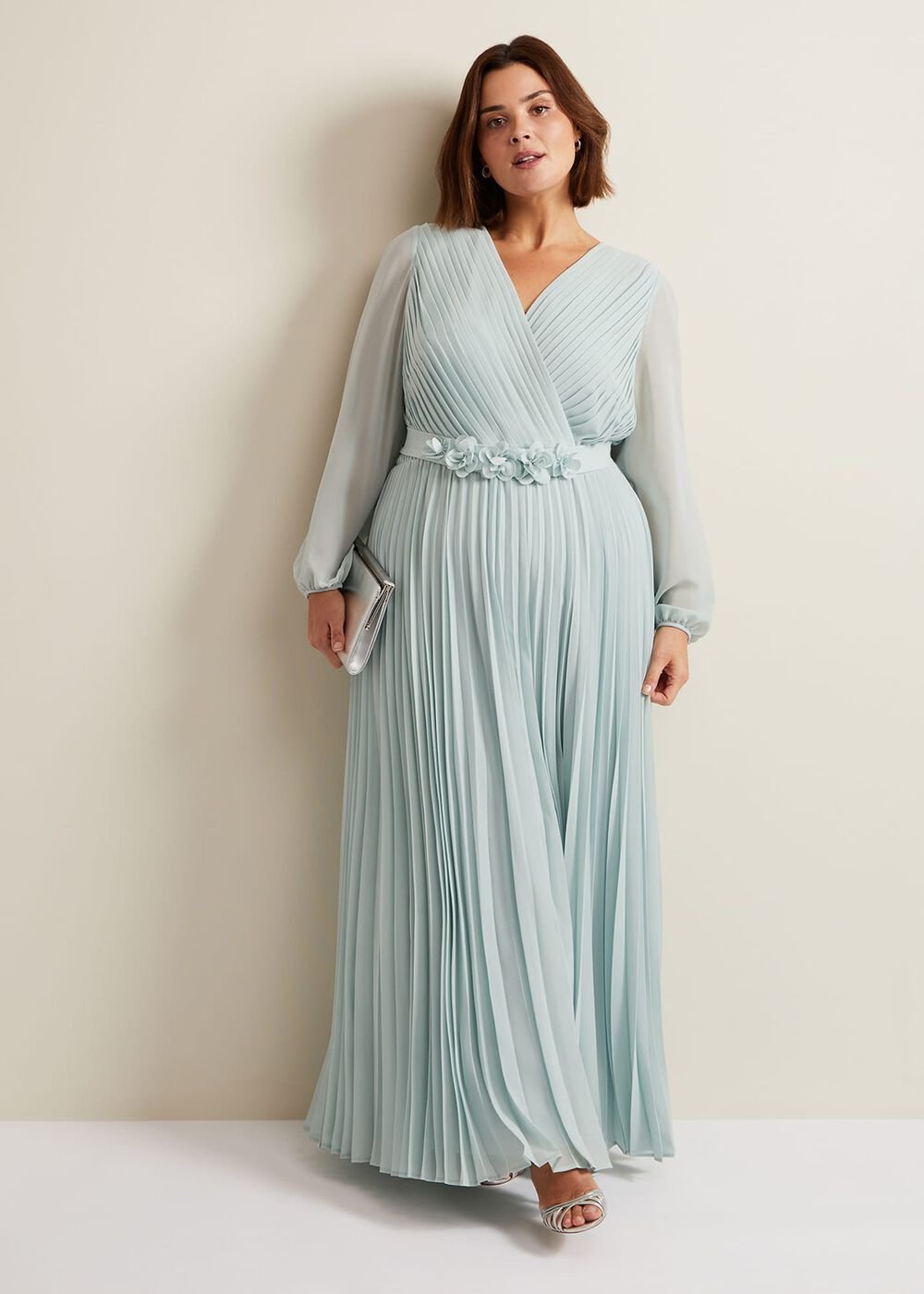 Alecia Pleat Maxi Dress - Pale Blue