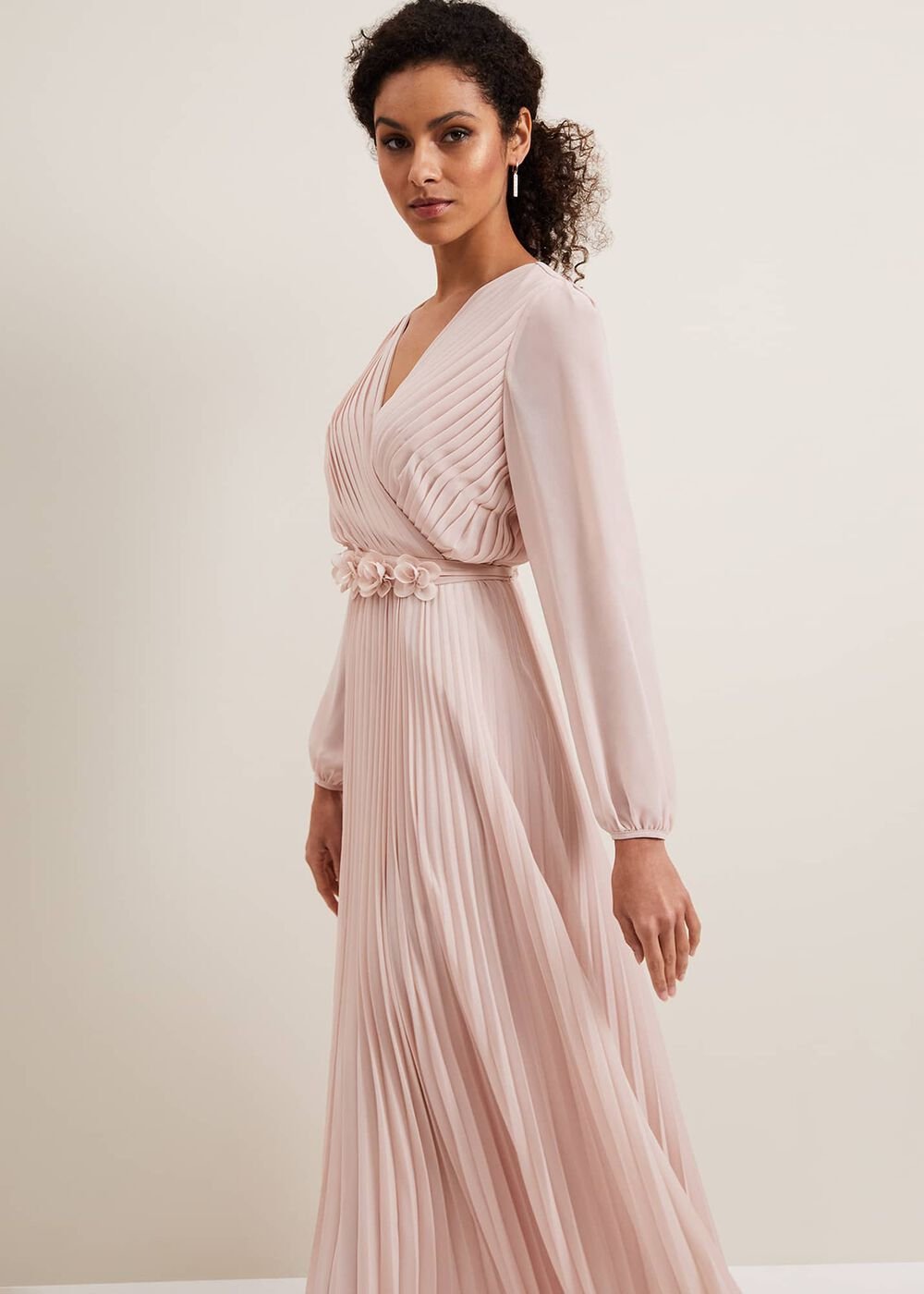Alecia Pleated Maxi Dress - Antique Rose