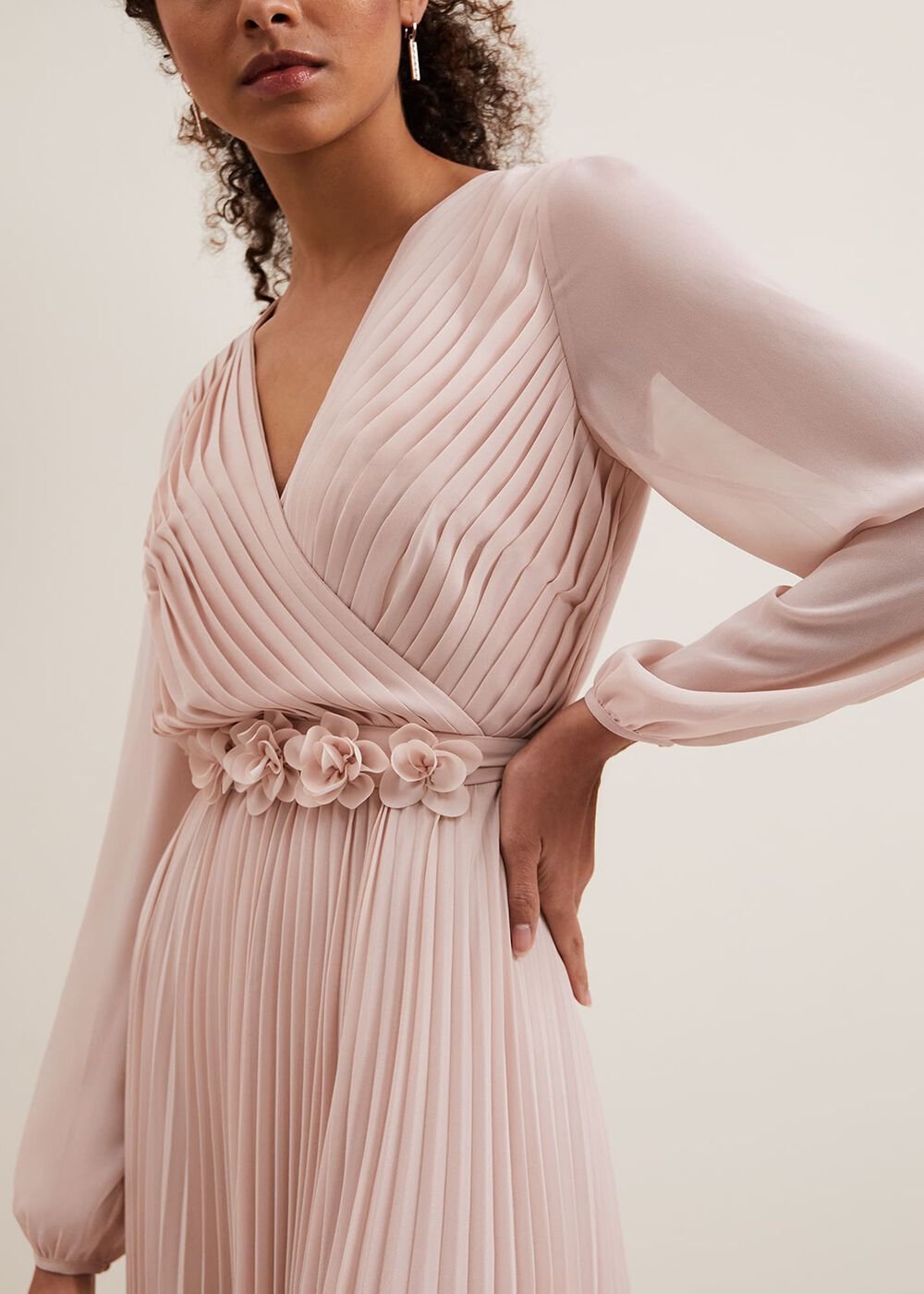 Alecia Pleated Maxi Dress - Antique Rose