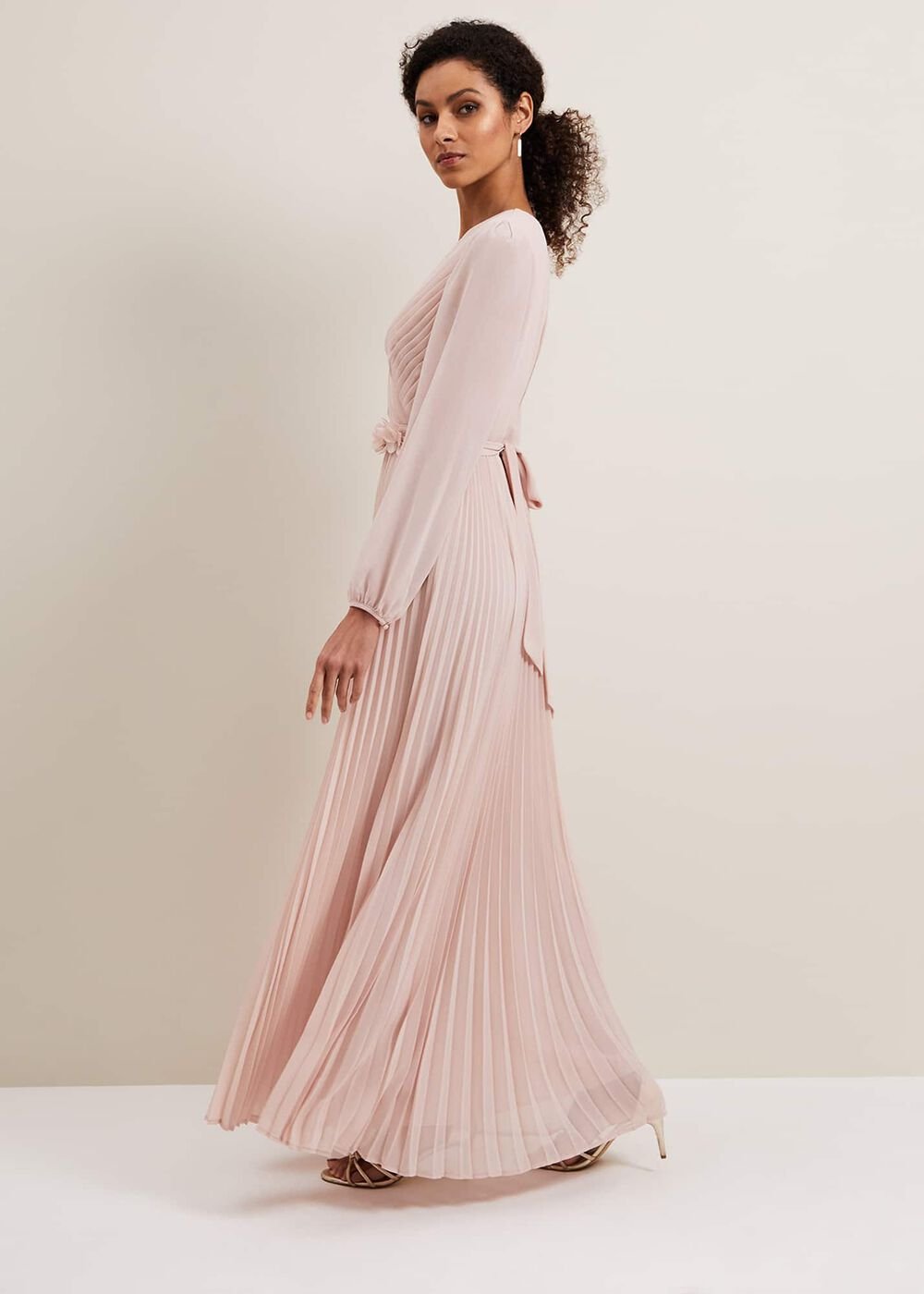 Alecia Pleated Maxi Dress - Antique Rose