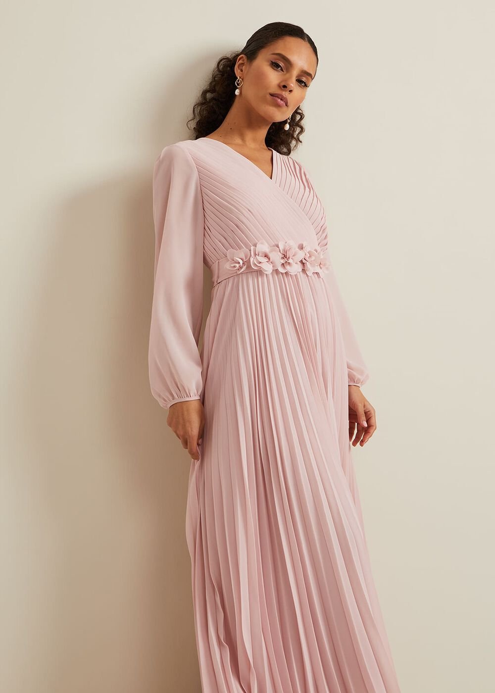 Petite Alecia Pleated Maxi Dress - Antique Rose