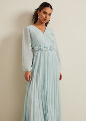 Petite Alecia Pleated Maxi Dress - Pale Blue