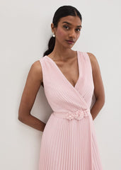 Cressida Pleated Midi Dress - Antique Rose