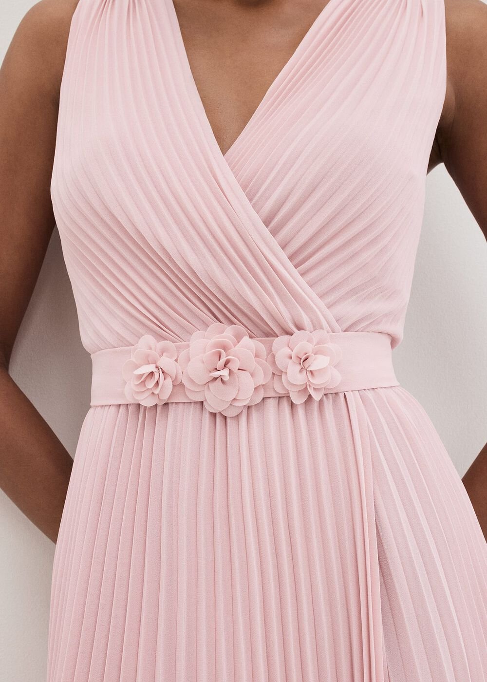 Cressida Pleated Midi Dress - Antique Rose