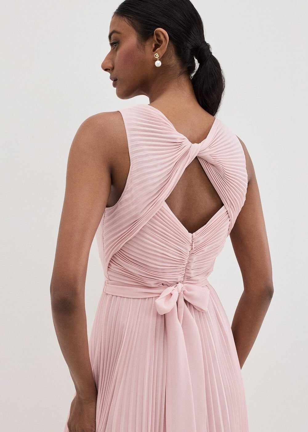 Cressida Pleated Midi Dress - Antique Rose