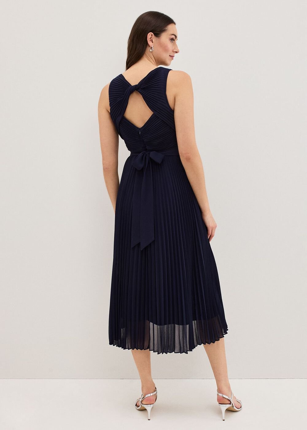Cressida Pleated Midi Dress - Navy