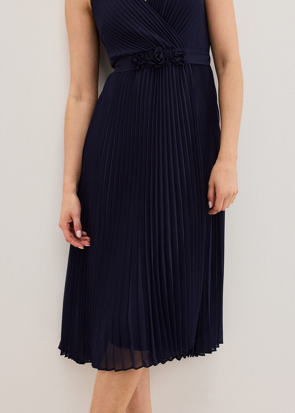 Cressida Pleated Midi Dress - Navy