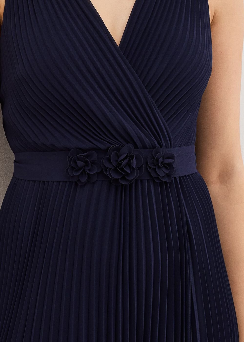 Cressida Pleated Midi Dress - Navy