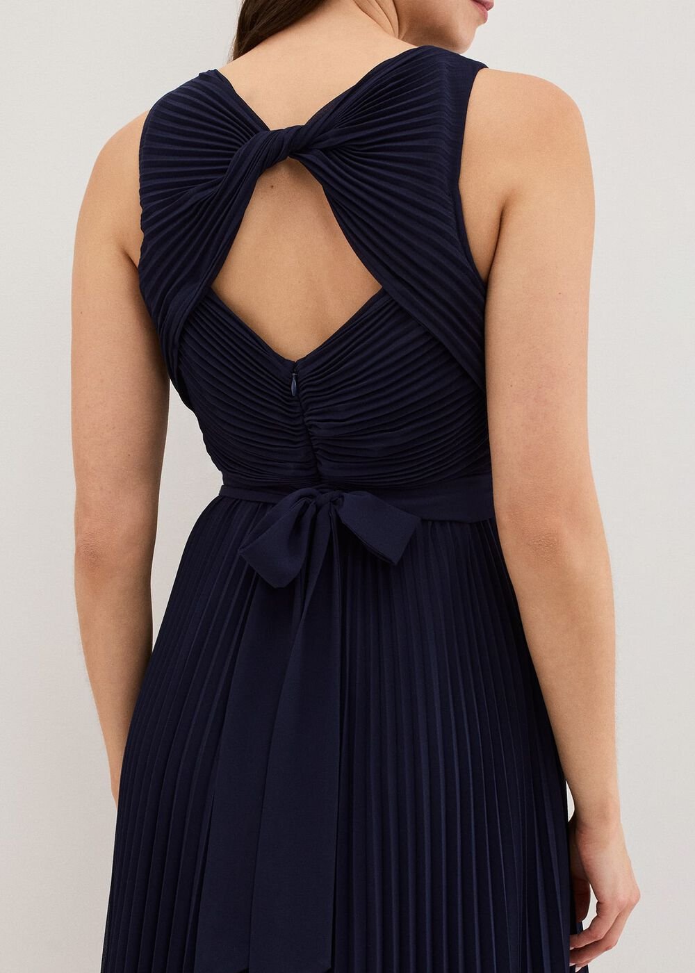 Cressida Pleated Midi Dress - Navy