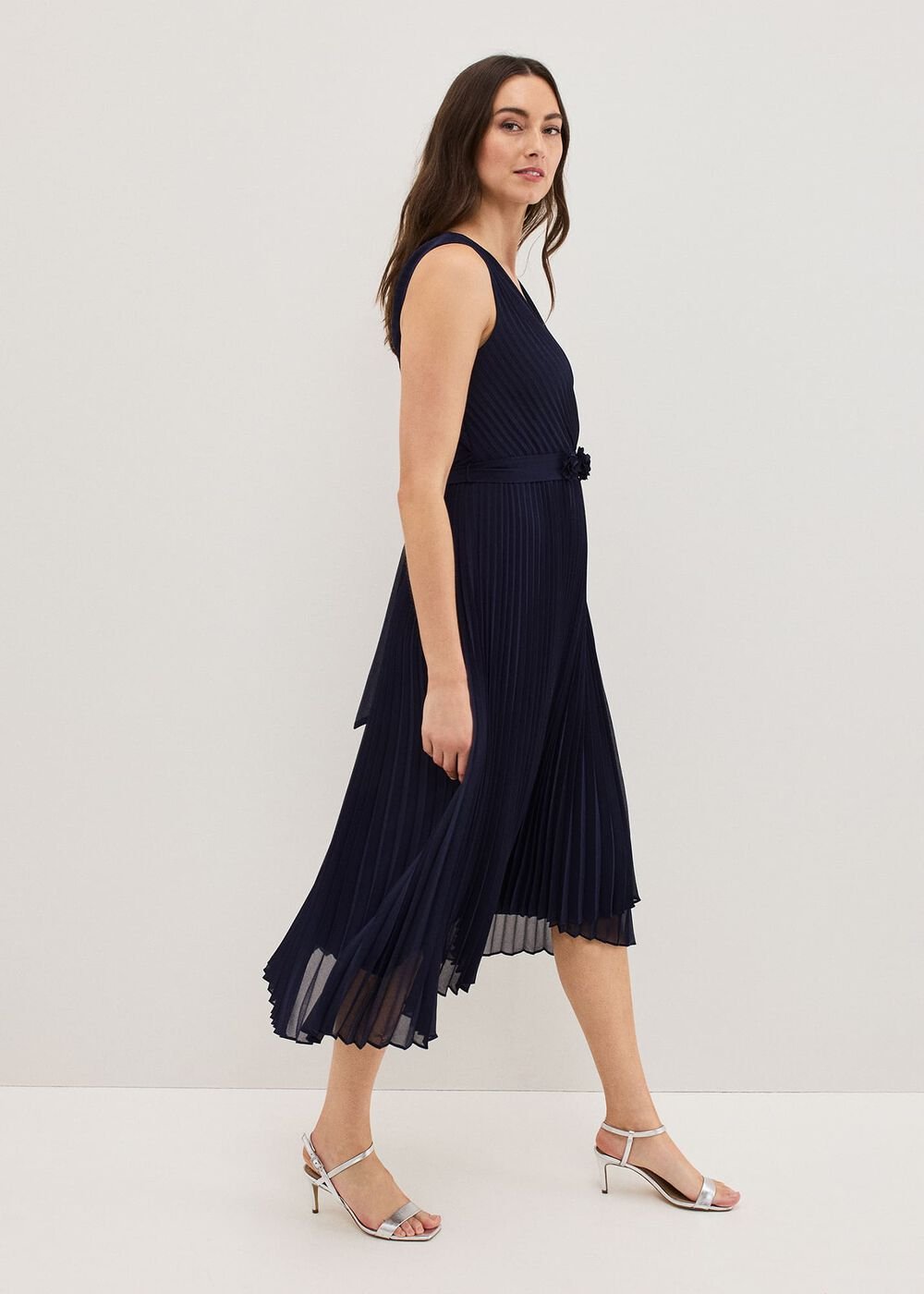 Cressida Pleated Midi Dress - Navy