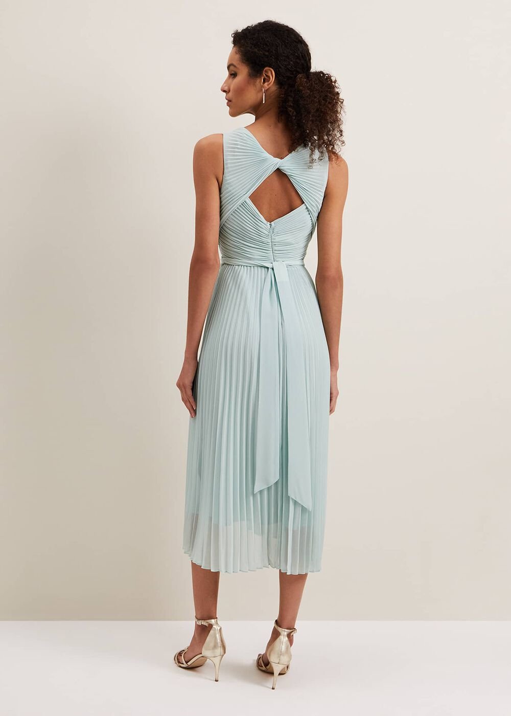 Cressida Pleated Midi Dress - Pale Blue
