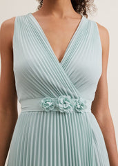 Cressida Pleated Midi Dress - Pale Blue