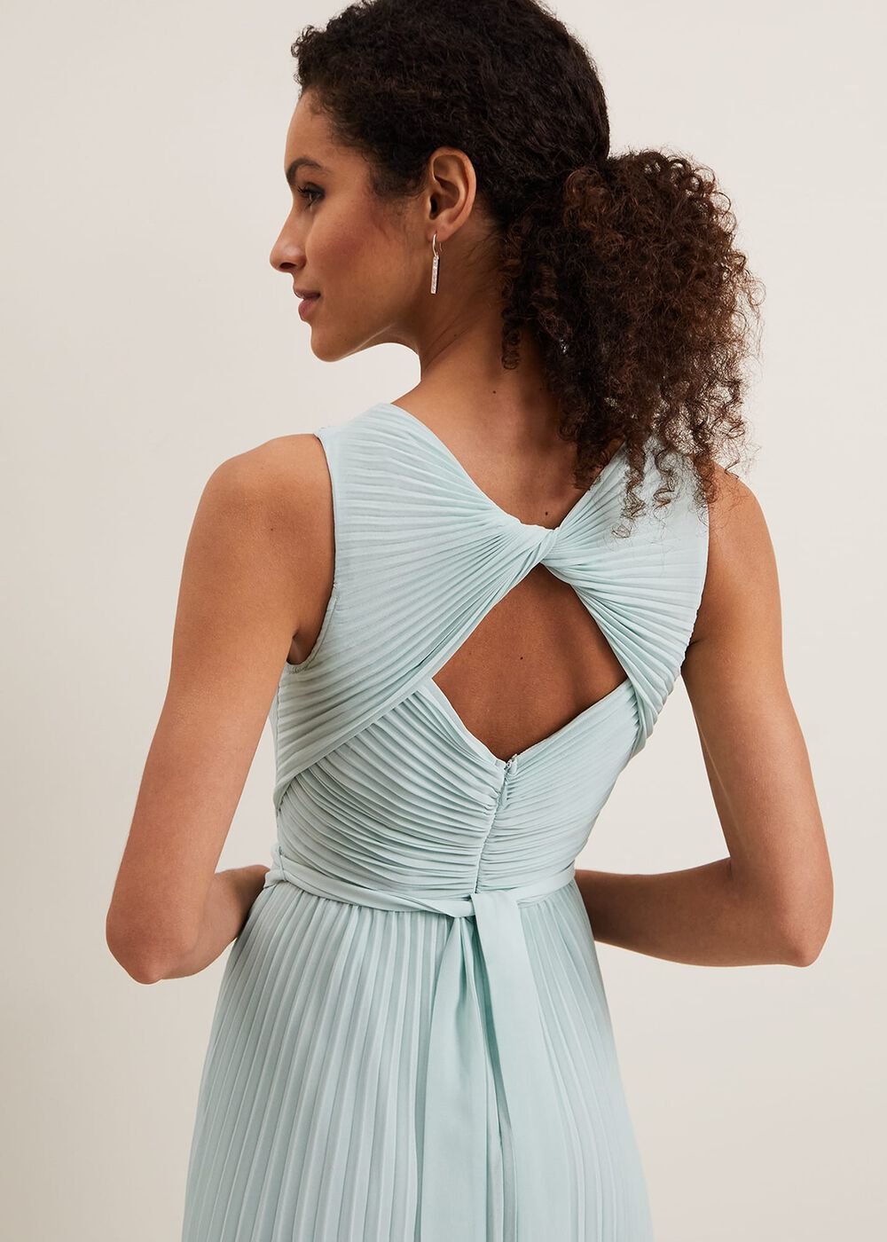 Cressida Pleated Midi Dress - Pale Blue