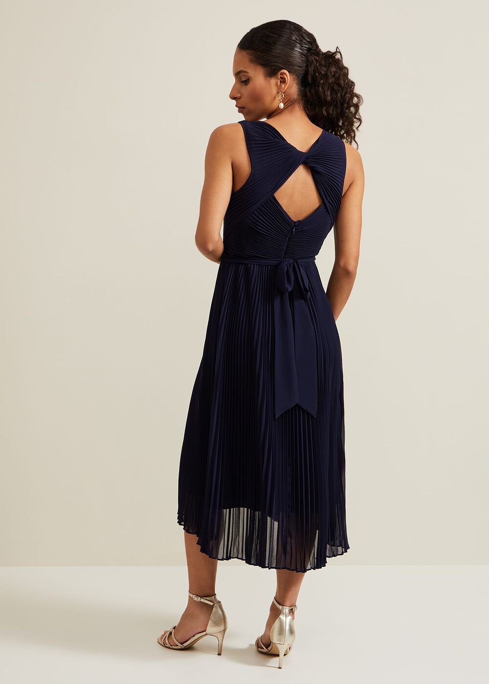 Petite Cressida Pleat Maxi Dress - Navy