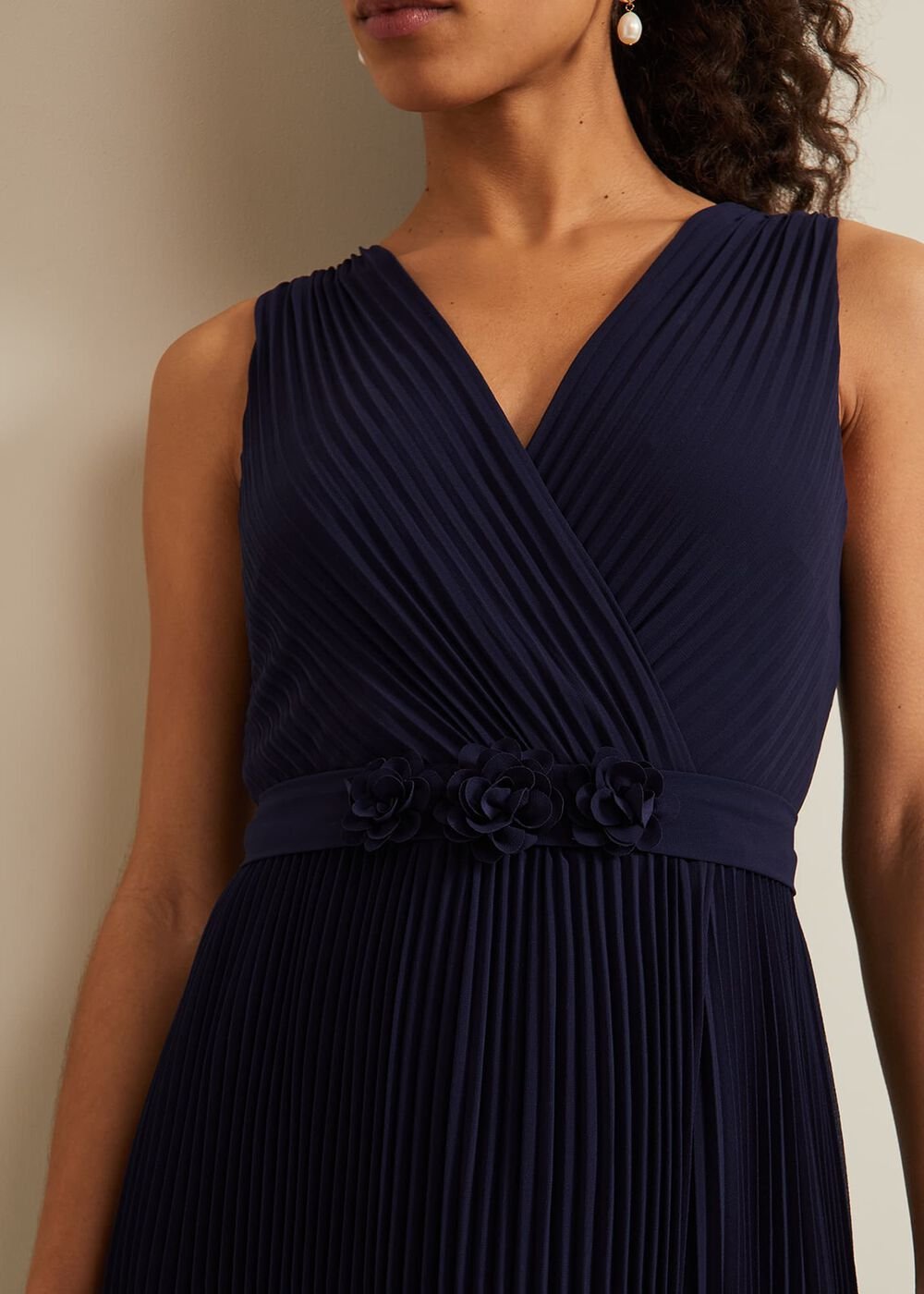Petite Cressida Pleat Maxi Dress - Navy