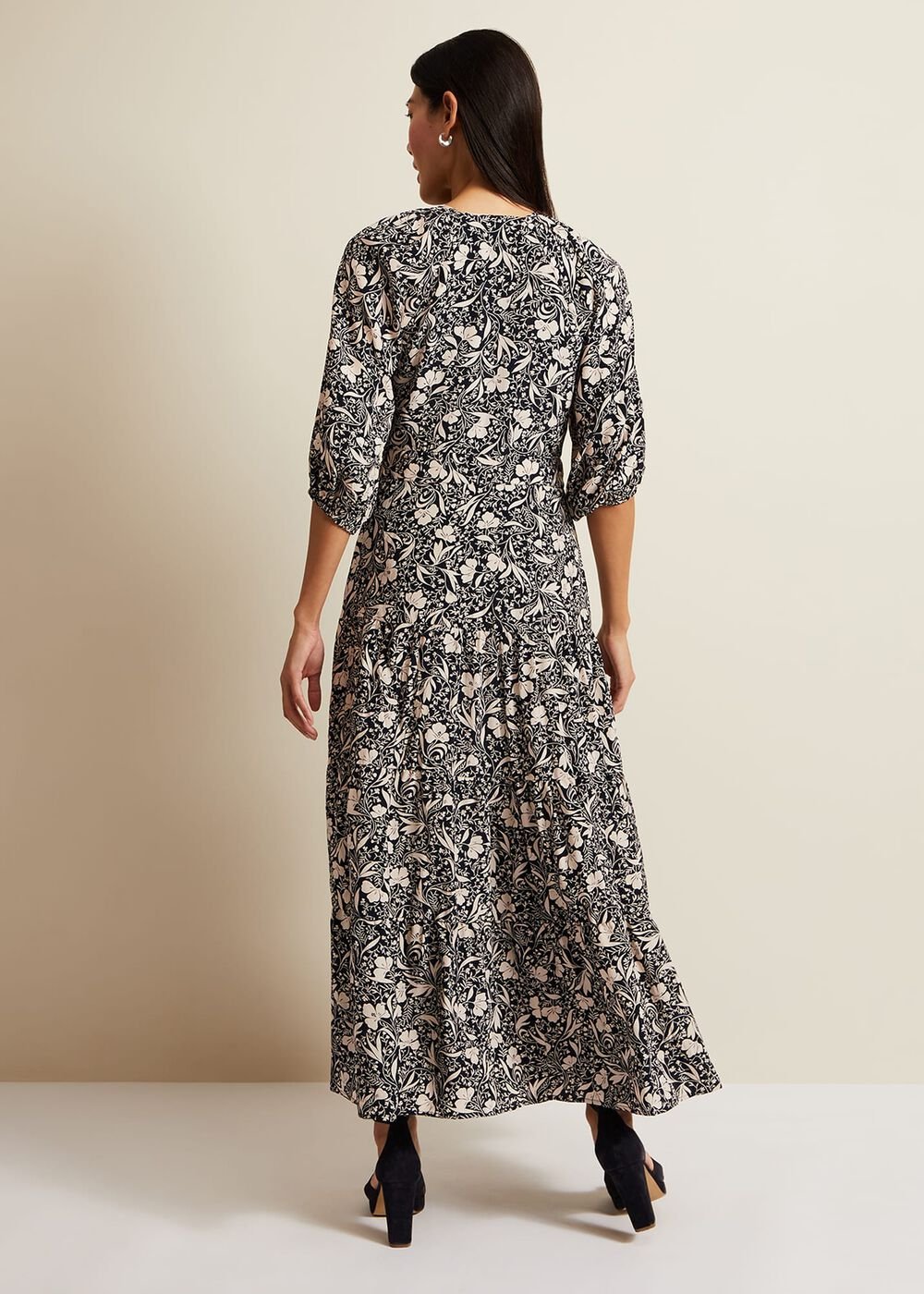 Kezia Floral Wrap Midi Dress - Multi-Coloured