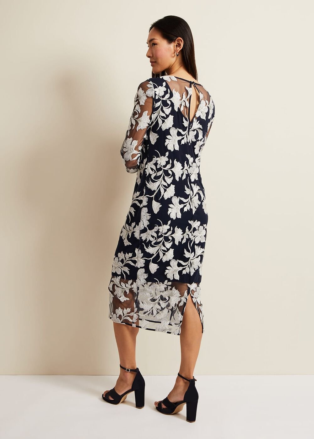 Irina Floral Mesh Midi Dress - Multi-Coloured