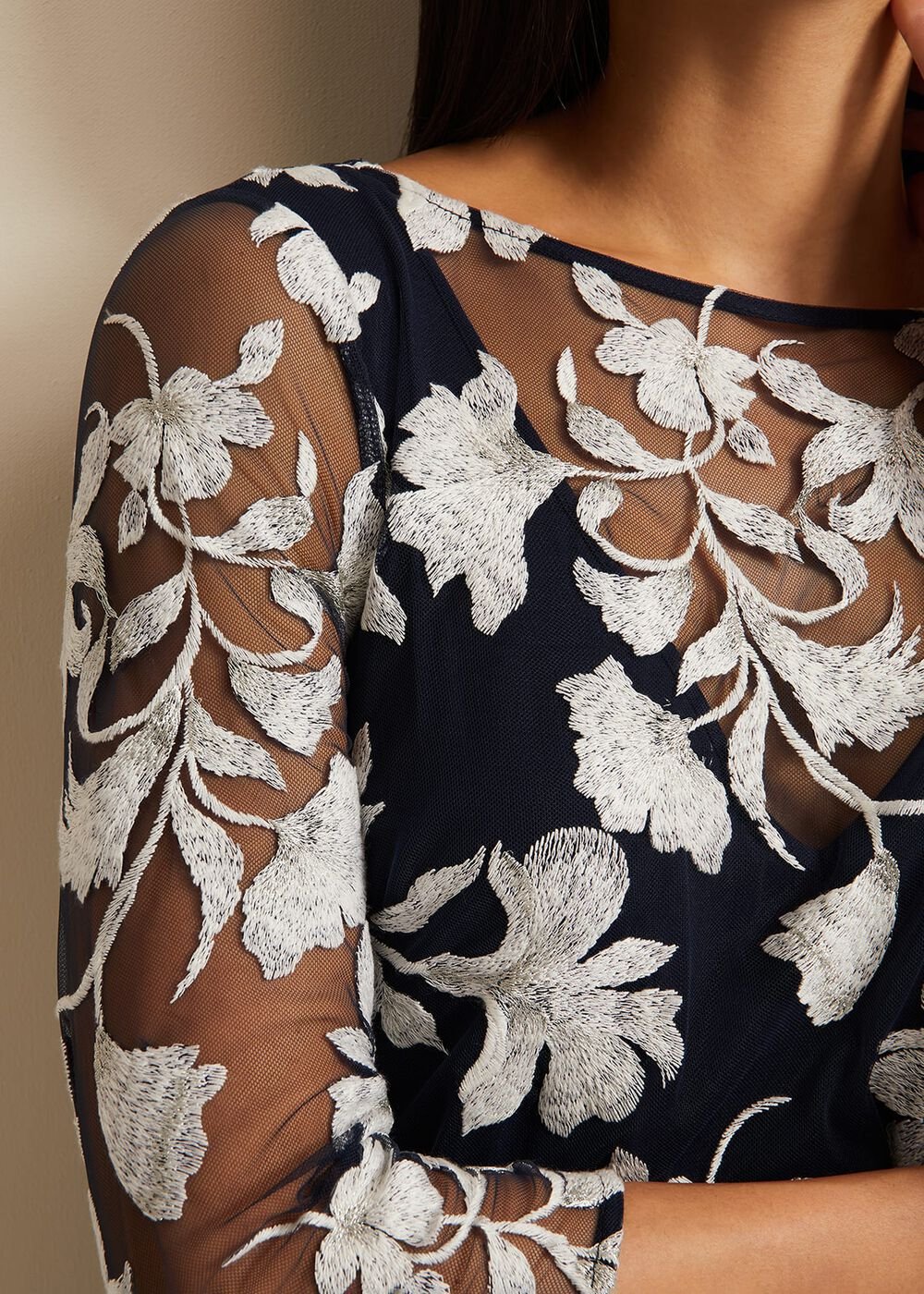 Irina Floral Mesh Midi Dress - Multi-Coloured