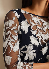 Irina Floral Mesh Midi Dress - Multi-Coloured