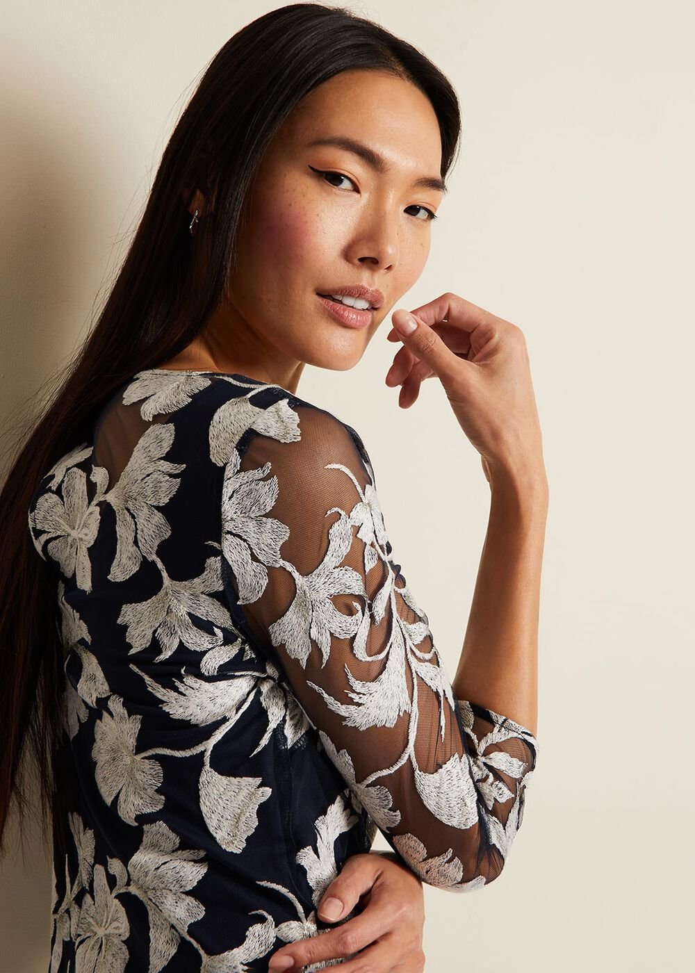 Irina Floral Mesh Midi Dress - Multi-Coloured