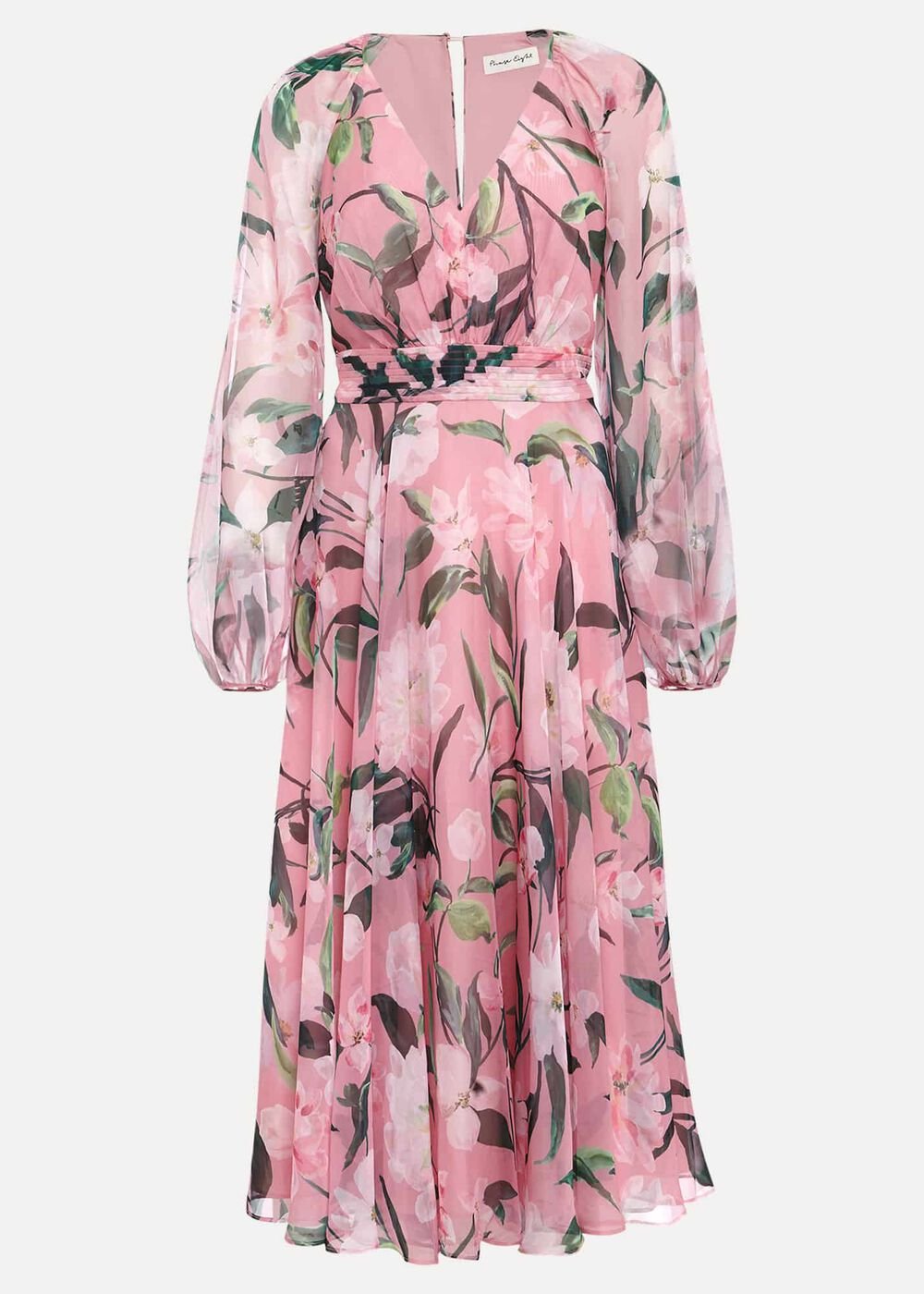 Lina Printed Long Sleeve Midi Dress - Multi-Coloured