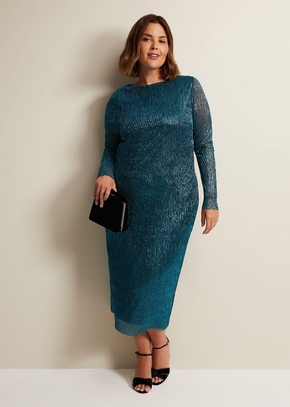 Alix Plisse Dress - Blue