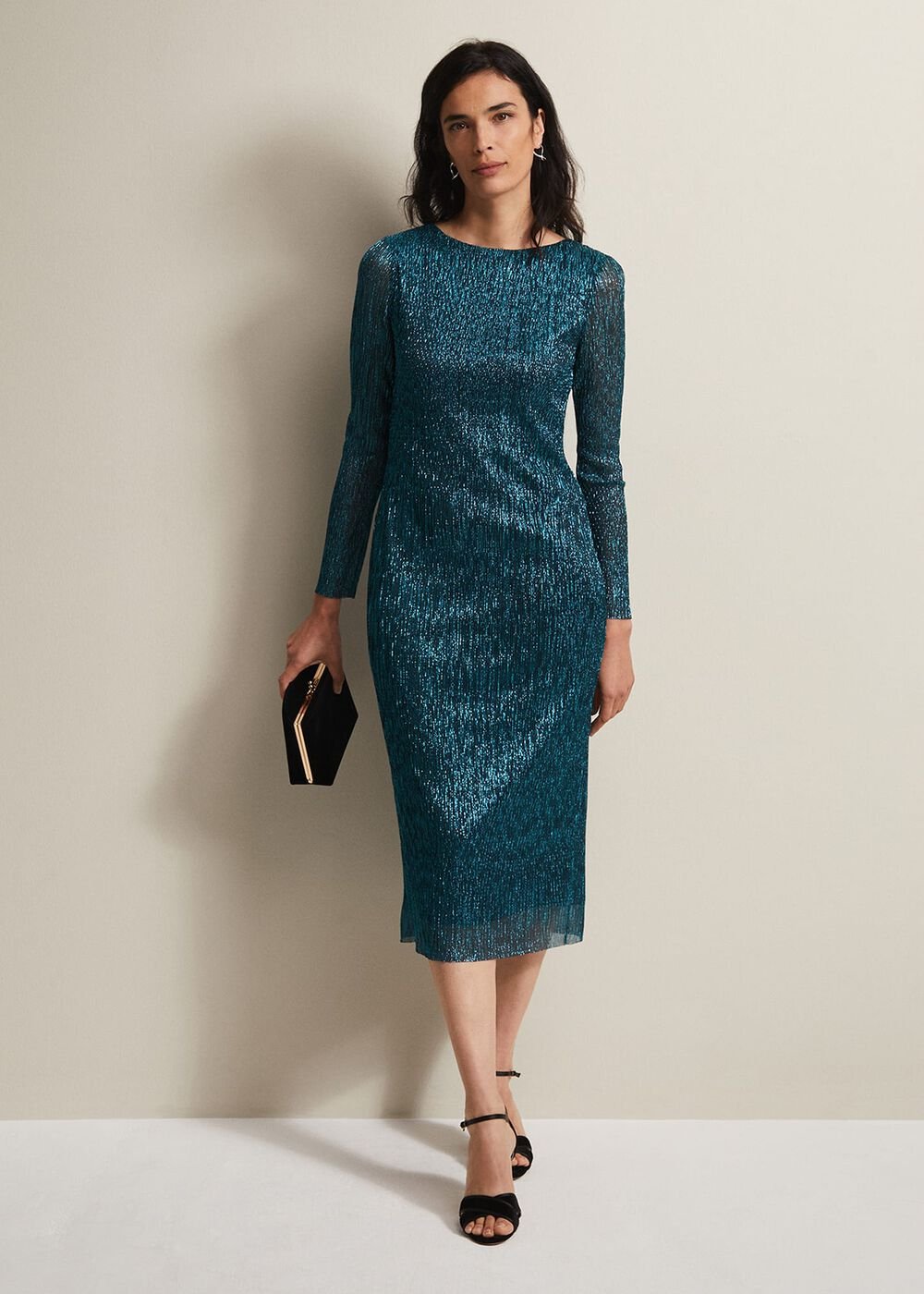 Alix Plisse Dress - Blue