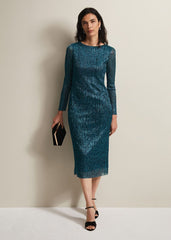 Alix Plisse Dress - Blue