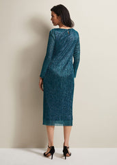 Alix Plisse Dress - Blue