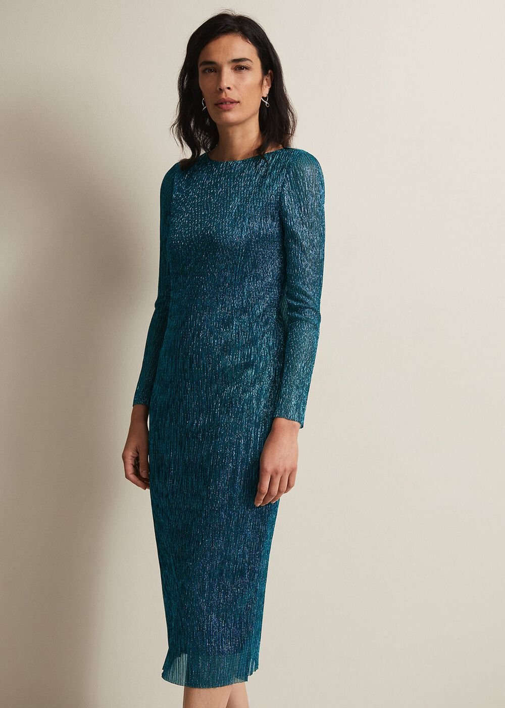 Alix Plisse Dress - Blue