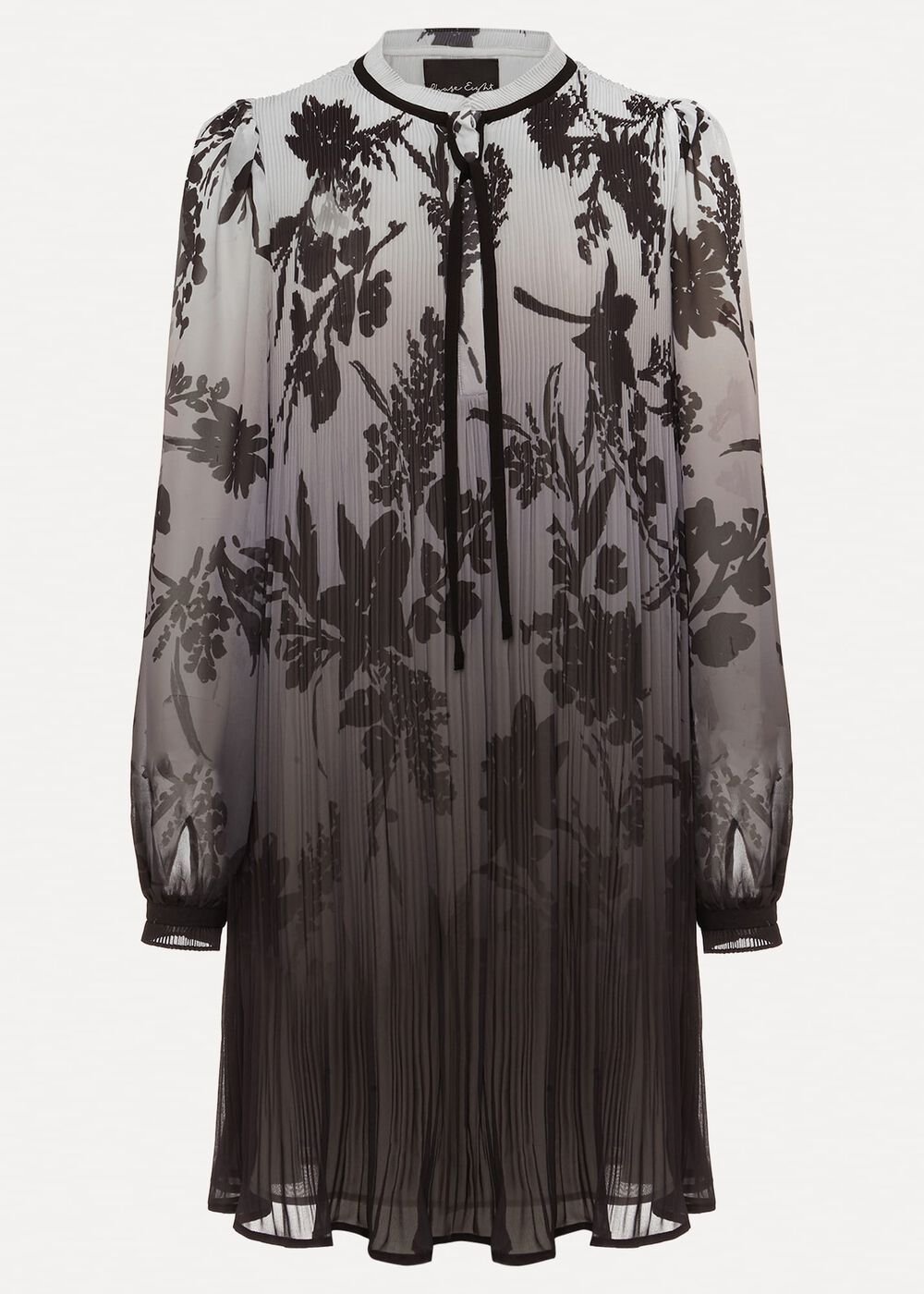 Sally Floral Pleated Swing Mini Dress - Grey